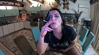 Smoking, Masturbation & Triple Facial on My Pantyhose & Shirt - Hardcore Fetish Play