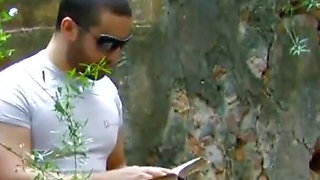 Big ass brunette enjoying outdoor nature fuck