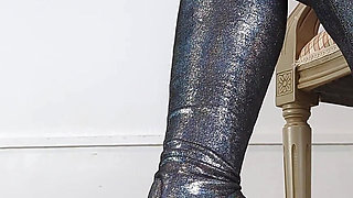 Shoeplay and Walking in Holo High Heel Thigh High Boots (shoe Collection) - Dame Olga 4K (718)