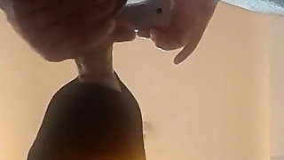 On my knees I had to suck a big cock and had a huge load of cum on my mouth