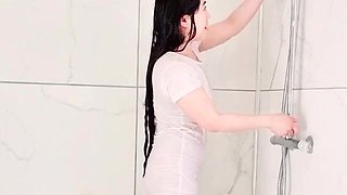 Showering Dressed in white Witness thru sundress by msspinay from OnlyFans - Coomer