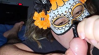 Blonde BBW Sounds Her Cock While Giving a Blowjob