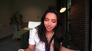 Brunette solo darling masturbating at home