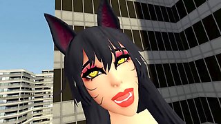 Voluptuous giantess Ahri indulges in her giant fantasies with tiny men