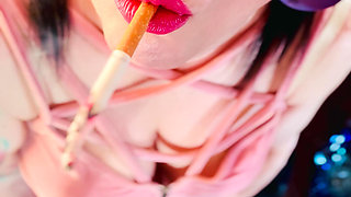 A Cute Goth, Tina Snua Smoking A Cigarette In Close Up With Lots OF Dangling - OMI OME Drifting