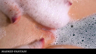 Hot MILF Masturbates in Bathtub with a Big Dildo in Herpussy and a Showerhead on Her Clit
