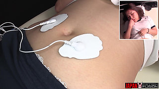 Licked, and Electro-stimmed - Aina Nagase Twitches Helplessly as Doctor Mirei Kyono Smirks and Films Her Losing Control