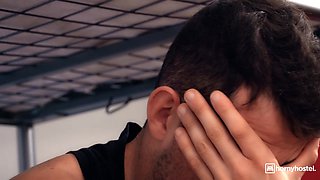 Sensual British redhead enjoys passionate hardcore hostel suck and fuck
