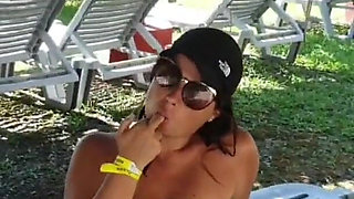 Hot Stepsister Expressiagirl Shows off Her Assets at a Public Waterpark and Gives Stepbrother a Blowjob There