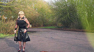 Crossdresser walking in public