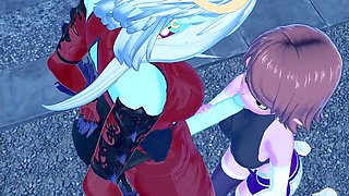 Chronoa gives Towa's cock a blow job and has a doggy style orgasm in this Dragon Ball Xenoverse hentai