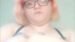 Amputated Fat BBW Playing with Her Huge Tits - Amateur Slow Motion