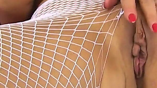 English MILF Gabby Fox Looks Exceptionally Slutty in Latex Lingerie with Shiny Pink Boots