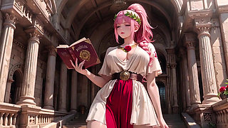 Private Morning Reading in the Roman Court, Silk Stockings Crossed, Forbidden Lip Touch!