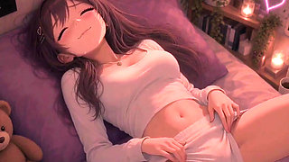 Cute anime girl in your bed