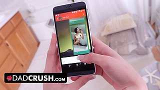 Dadcrush - wrong number! horny daughter-in-law sends her stepdad nudies by error and makes him jizz