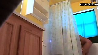 Stepdaughter 21 shaves pussy in shower (voyeur)