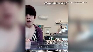 Homemade MILF Melinah Viking Jerking Off and Wanking Her Big Tits - Amateur Brunette Cougar Masturbation