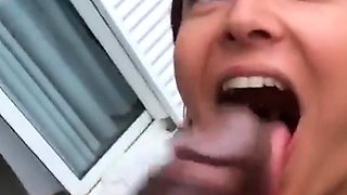 Sexy Slut Gives A Big Cock A Blowjob In The Car