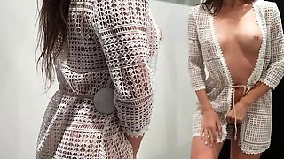 Fitting Room Cam Brunette Babe Undresses