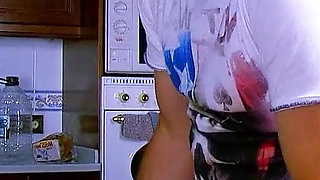 Skinny Milf Lia fucked by neighbors in the kitchen after party