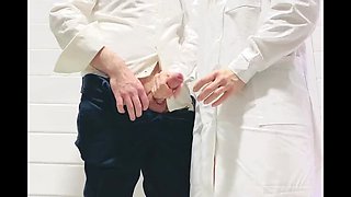 Real Nurse Helps Client Cum for Sperm Test - Hairy Mature MILF Lady Anna Gives Handjob & Creampie