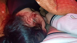 Stepdaughter sneaks under the blanket and wakes me up sucking my dick