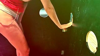 Young Wife Gives Blowjobs to Strangers at Glory Hole and Takes Cum Loads – Cheating Wife