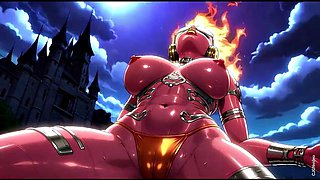 Fire element demon sexy pose Ai animation