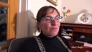 AuntJudysXXX - Your 48yo Busty MILF Boss Ruby Cattrall Sucks Your Cock at the Office