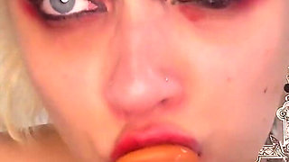 Lipstick Kisses and Blowjob Red Black Lips Deepthroat Sloppy