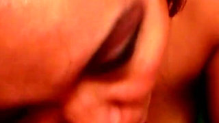 Busty blonde babe eats cum after sucking BBC