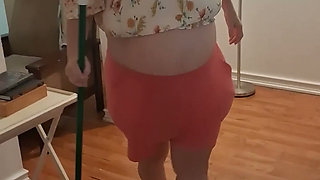 Big Belly Beauty Nurse Vick Cleans up Messy Floor