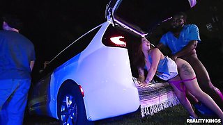 Selina Bentz and Kiana Kumani are enjoying interracial outdoor fuck