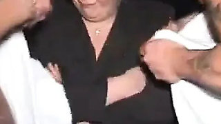Plump MILFs Enjoy a Wild Gangbang Blowjob Party