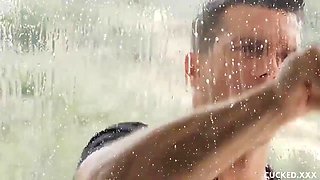 Big Tits blonde cucks her fellow by hardcore the car washer