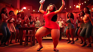 Hot Slim Favelada With Big Ass Dances Wildly At Pagode Gets Naked On Table Then Squats To Pee In Dark Alley