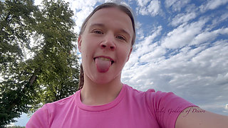 Cute Roller Skater with Braids Shows You Tits