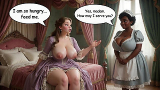 Elegant Lady Receives Warm Nourishment from Her Maid in Tender Lap and Passionate All-Fours Moments (AI generated)