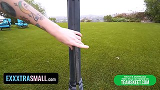 Small step daughter struggles to put her step daddy's big shaft in her petite mouth - teamskeet