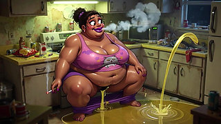 Very Pregnant BBW Smoking While Peeing - Big Belly & Dripping Pussy