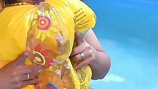 Play and Tease Yellow Beachball at Pool Party - Bunny Looner