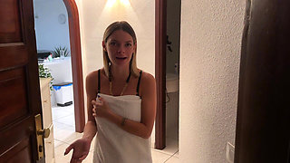 I Knock on My Pregnant Neighbor's Door, She Lets Me Into the House, Sucks My Cock and Gets Fucked