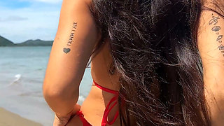 Beauty Chill and Sunbaths in Red Sexy Bikini