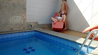 My Stepsister-in-law Thought She Was Alone At Home So I Caught Her Masturbating In The Pool, I Couldnt Resist And Went To Help Her