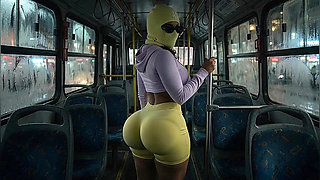 Petite Big Ass Twerking in Tight Yellow Leggings on the Bus