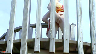 Tigra: Sensational Striptease of Pretty Blonde Tigra Undressing by the Sea and Ends Totally Naked