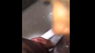 Black Girl's Cheating Blowjob in Bathroom