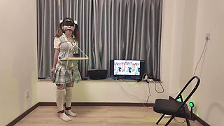 Hs021-an Asian Girl in School Uniform Was Disciplined