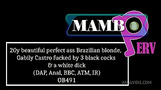 Sexy blonde in a hardcore interracial threesome